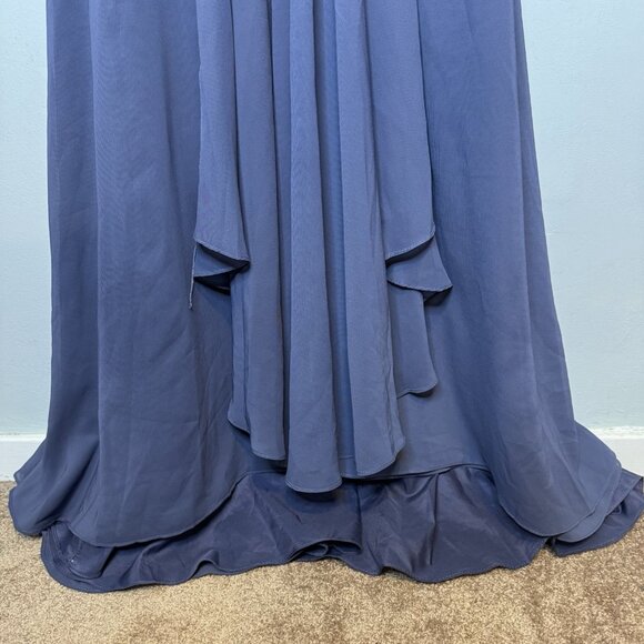 JJ’s house Mother Of The Bride Dress Size US 4 Blue Stormy Long Lace Half Sleeve - Picture 4 of 9